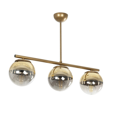 GLOBOSTAR® CITY 202-0045 Μοντέρνο Φωτιστικό Οροφής με Ντουί 3 x E27 AC 220-240V IP20 - Διάφανο & Χρυσό - Μ55 x Π15 x Υ43cm