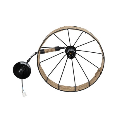 GLOBOSTAR® ZION 203-0003 Vintage Κρεμαστό Φωτιστικό Οροφής με Ντουί 1 x E27 AC 220-240V IP20 - Μαύρο & Μπεζ - Μ33 x Π33 x Υ29cm