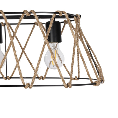 GLOBOSTAR® GATSBY 203-0006 Vintage Κρεμαστό Φωτιστικό Οροφής με Ντουί 3 x E27 AC 220-240V IP20 - Μαύρο & Μπεζ - Μ60 x Π28 x Υ22cm