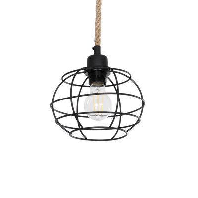 GLOBOSTAR® TALAH 203-0008 Vintage Κρεμαστό Φωτιστικό Οροφής με Ντουί 1 x E27 AC 220-240V IP20 - Μαύρο & Μπεζ - Μ20 x Π20 x Υ20cm