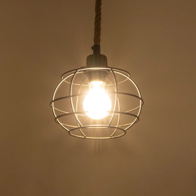 GLOBOSTAR® TALAH 203-0008 Vintage Κρεμαστό Φωτιστικό Οροφής με Ντουί 1 x E27 AC 220-240V IP20 - Μαύρο & Μπεζ - Μ20 x Π20 x Υ20cm