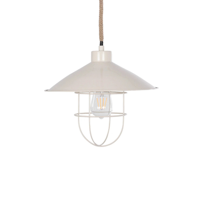 GLOBOSTAR® TULUB 203-0010 Vintage Κρεμαστό Φωτιστικό Οροφής με Ντουί 1 x E27 AC 220-240V IP20 - Λευκό & Μπεζ - Μ33 x Π33 x Υ30cm