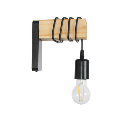 GLOBOSTAR® XYLO 203-0014 Μοντέρνο Φωτιστικό Τοίχου - Απλίκα με Ντουί 1 x E27 AC 220-240V IP20 - Μαύρο & Μπεζ - Μ18 x Π18 x Υ19cm