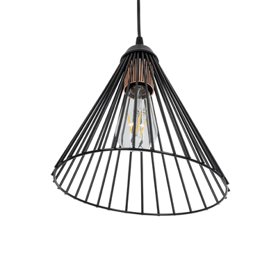 GLOBOSTAR® ARCWIRE 203-0015 Μοντέρνο Κρεμαστό Φωτιστικό Οροφής με Ντουί 1 x E27 AC 220-240V IP20 - Μαύρο - Μ25 x Π25 x Υ30cm