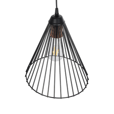 GLOBOSTAR® ARCWIRE 203-0015 Μοντέρνο Κρεμαστό Φωτιστικό Οροφής με Ντουί 1 x E27 AC 220-240V IP20 - Μαύρο - Μ25 x Π25 x Υ30cm