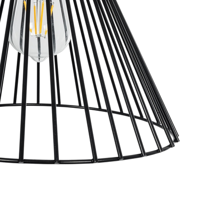 GLOBOSTAR® ARCWIRE 203-0015 Μοντέρνο Κρεμαστό Φωτιστικό Οροφής με Ντουί 1 x E27 AC 220-240V IP20 - Μαύρο - Μ25 x Π25 x Υ30cm