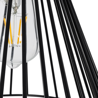 GLOBOSTAR® ARCWIRE 203-0015 Μοντέρνο Κρεμαστό Φωτιστικό Οροφής με Ντουί 1 x E27 AC 220-240V IP20 - Μαύρο - Μ25 x Π25 x Υ30cm