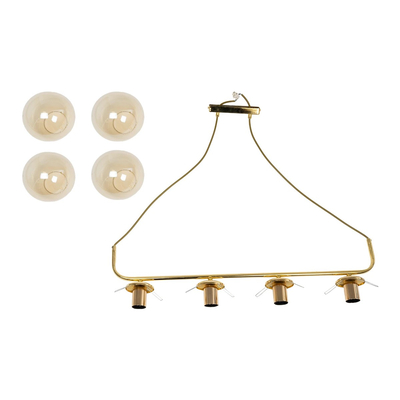 GLOBOSTAR® LATTICE 203-0019 Μοντέρνο Κρεμαστό Φωτιστικό Οροφής με Ντουί 4 x E27 AC 220-240V IP20 - Χρυσό - Μ78 x Π15 x Υ81cm