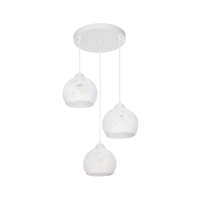 GLOBOSTAR® YASAM 203-0023 Vintage Κρεμαστό Φωτιστικό Οροφής με Ντουί 3 x E27 AC 220-240V IP20 - Λευκό - Μ42 x Π42 x Υ54cm