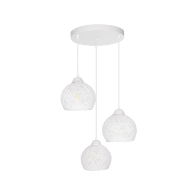 GLOBOSTAR® YASAM 203-0023 Vintage Κρεμαστό Φωτιστικό Οροφής με Ντουί 3 x E27 AC 220-240V IP20 - Λευκό - Μ42 x Π42 x Υ54cm