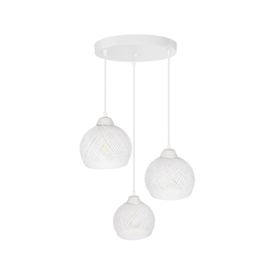 GLOBOSTAR® YASAM 203-0023 Vintage Κρεμαστό Φωτιστικό Οροφής με Ντουί 3 x E27 AC 220-240V IP20 - Λευκό - Μ42 x Π42 x Υ54cm