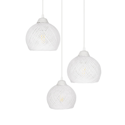 GLOBOSTAR® YASAM 203-0023 Vintage Κρεμαστό Φωτιστικό Οροφής με Ντουί 3 x E27 AC 220-240V IP20 - Λευκό - Μ42 x Π42 x Υ54cm