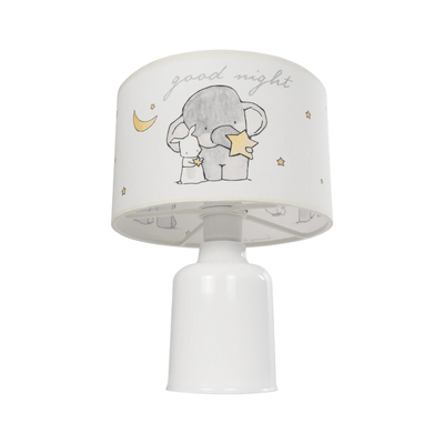 GloboStar® ELEPHANT 204-0025 Παιδικό Eπιτραπέζιο Φωτιστικό Πορτατίφ Μονόφωτο 1 x E27 IP20 Πολύχρωμο Ύφασμα με Λευκό Πλαστικό - Μ24 x Π24 x Υ32cm