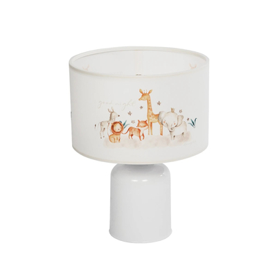GloboStar® GIRAFFE 204-0026 Παιδικό Eπιτραπέζιο Φωτιστικό Πορτατίφ Μονόφωτο 1 x E27 IP20 Πολύχρωμο Ύφασμα με Λευκό Πλαστικό - Μ24 x Π24 x Υ32cm