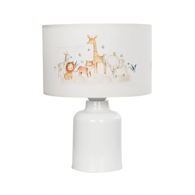 GloboStar® GIRAFFE 204-0026 Παιδικό Eπιτραπέζιο Φωτιστικό Πορτατίφ Μονόφωτο 1 x E27 IP20 Πολύχρωμο Ύφασμα με Λευκό Πλαστικό - Μ24 x Π24 x Υ32cm
