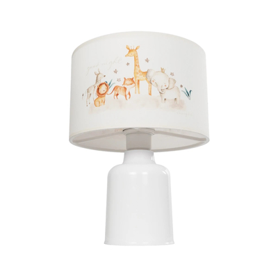 GloboStar® GIRAFFE 204-0026 Παιδικό Eπιτραπέζιο Φωτιστικό Πορτατίφ Μονόφωτο 1 x E27 IP20 Πολύχρωμο Ύφασμα με Λευκό Πλαστικό - Μ24 x Π24 x Υ32cm