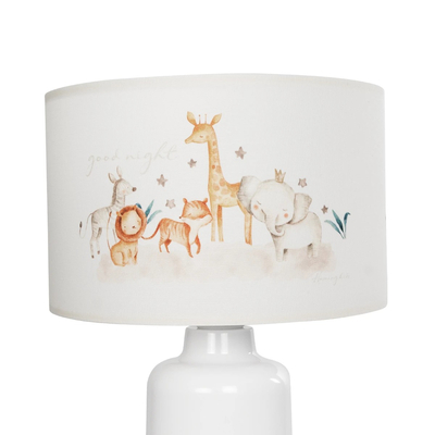 GloboStar® GIRAFFE 204-0026 Παιδικό Eπιτραπέζιο Φωτιστικό Πορτατίφ Μονόφωτο 1 x E27 IP20 Πολύχρωμο Ύφασμα με Λευκό Πλαστικό - Μ24 x Π24 x Υ32cm