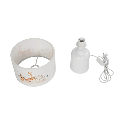 GloboStar® GIRAFFE 204-0026 Παιδικό Eπιτραπέζιο Φωτιστικό Πορτατίφ Μονόφωτο 1 x E27 IP20 Πολύχρωμο Ύφασμα με Λευκό Πλαστικό - Μ24 x Π24 x Υ32cm