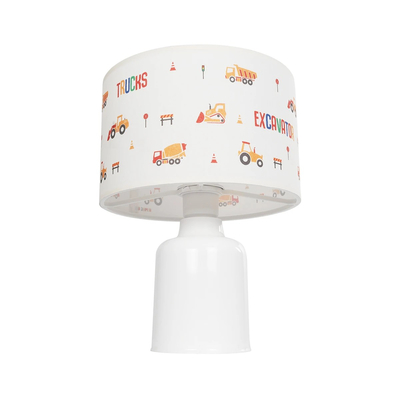 GloboStar® EXCAVATOR 204-0027 Παιδικό Eπιτραπέζιο Φωτιστικό Πορτατίφ Μονόφωτο 1 x E27 IP20 Πολύχρωμο Ύφασμα με Λευκό Πλαστικό - Μ24 x Π24 x Υ32cm