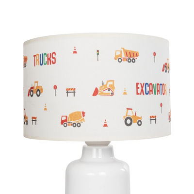 GloboStar® EXCAVATOR 204-0027 Παιδικό Eπιτραπέζιο Φωτιστικό Πορτατίφ Μονόφωτο 1 x E27 IP20 Πολύχρωμο Ύφασμα με Λευκό Πλαστικό - Μ24 x Π24 x Υ32cm