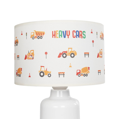 GloboStar® EXCAVATOR 204-0027 Παιδικό Eπιτραπέζιο Φωτιστικό Πορτατίφ Μονόφωτο 1 x E27 IP20 Πολύχρωμο Ύφασμα με Λευκό Πλαστικό - Μ24 x Π24 x Υ32cm