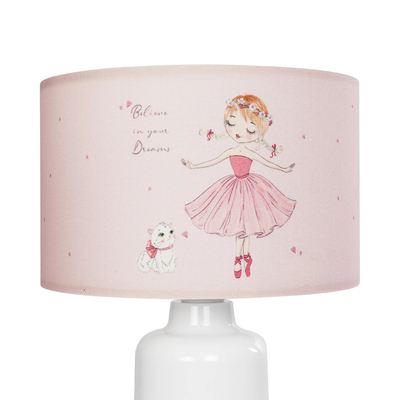GloboStar® BALLERINA 204-0029 Παιδικό Eπιτραπέζιο Φωτιστικό Πορτατίφ Μονόφωτο 1 x E27 IP20 Πολύχρωμο Ύφασμα με Λευκό Πλαστικό - Μ24 x Π24 x Υ32cm