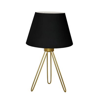GloboStar® TRIP 204-0085 Μοντέρνο Eπιτραπέζιο Φωτιστικό Πορτατίφ Μονόφωτο 1 x E27 IP20 Χρυσό Μέταλλο με Μαύρο Ύφασμα - Μ22 x Π22 x Υ33cm