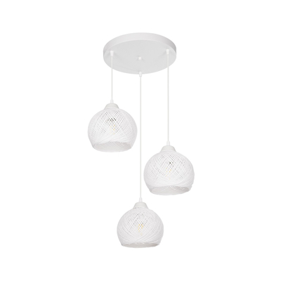 GLOBOSTAR® YASAM 203-0023 Vintage Κρεμαστό Φωτιστικό Οροφής με Ντουί 3 x E27 AC 220-240V IP20 - Λευκό - Μ42 x Π42 x Υ54cm