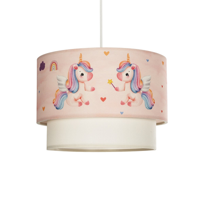 GLOBOSTAR® PONY 204-0016 Παιδικό Κρεμαστό Φωτιστικό Οροφής με Ντουί 1 x E27 AC 220-240V IP20 - Ροζ - Μ30 x Π30 x Υ24cm