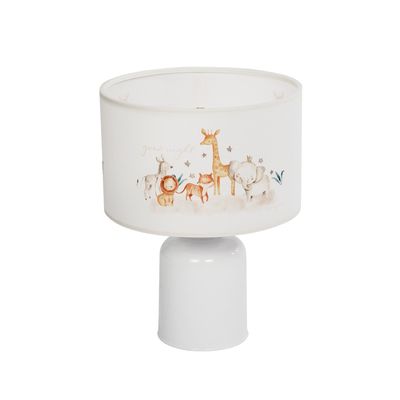 GloboStar® GIRAFFE 204-0026 Παιδικό Eπιτραπέζιο Φωτιστικό Πορτατίφ Μονόφωτο 1 x E27 IP20 Πολύχρωμο Ύφασμα με Λευκό Πλαστικό - Μ24 x Π24 x Υ32cm