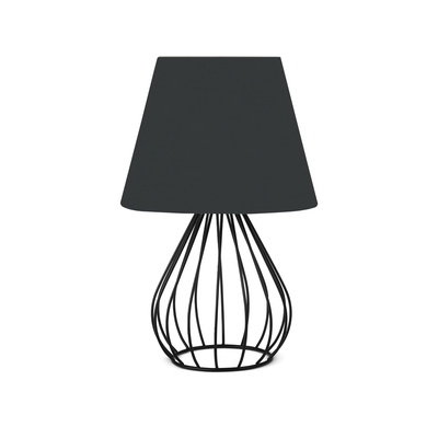 GloboStar® CLASS 204-0080 Μοντέρνο Eπιτραπέζιο Φωτιστικό Πορτατίφ Μονόφωτο 1 x E27 IP20 Μαύρο Μέταλλο με Μαύρο Ύφασμα - Μ22 x Π22 x Υ36cm