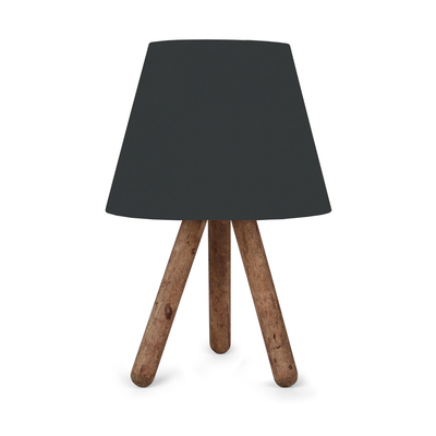 GloboStar® CAP 204-0068 Μοντέρνο Eπιτραπέζιο Φωτιστικό Πορτατίφ Μονόφωτο 1 x E27 IP20 Καφέ Ξύλο με Μαύρο Ύφασμα - Μ22 x Π22 x Υ33cm