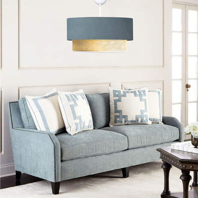 GLOBOSTAR® BIGGIE 204-0094 Μοντέρνο Κρεμαστό Φωτιστικό Οροφής με Ντουί 1 x E27 AC 220-240V IP20 - Μπλε & Μπεζ - Μ30 x Π30 x Υ16cm