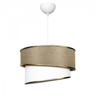 GLOBOSTAR® CYCLOP 204-0104 Μοντέρνο Κρεμαστό Φωτιστικό Οροφής με Ντουί 1 x E27 AC 220-240V IP20 - Μπεζ & Λευκό - Μ30 x Π30 x Υ24cm