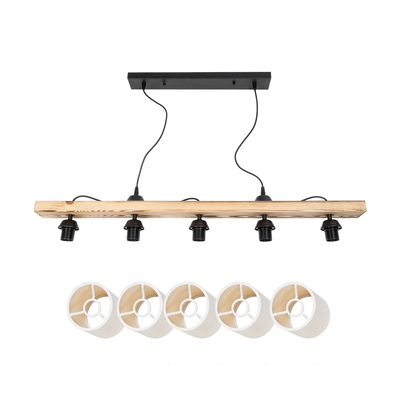 GLOBOSTAR® CUP 203-0054 Vintage Κρεμαστό Φωτιστικό Οροφής με Ντουί 5 x E27 AC 220-240V IP20 - Μπεζ & Λευκό - Μ100 x Π14 x Υ24cm