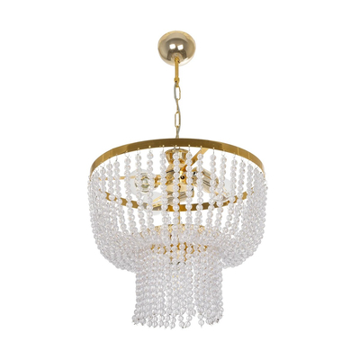 GLOBOSTAR® CRYSTAL 203-0028 Κλασικό Κρεμαστό Φωτιστικό Οροφής με Ντουί 3 x E27 AC 220-240V IP20 - Χρυσό & Διάφανο - Μ41 x Π41 x Υ40cm