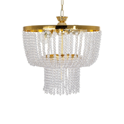 GLOBOSTAR® CRYSTAL 203-0028 Κλασικό Κρεμαστό Φωτιστικό Οροφής με Ντουί 3 x E27 AC 220-240V IP20 - Χρυσό & Διάφανο - Μ41 x Π41 x Υ40cm