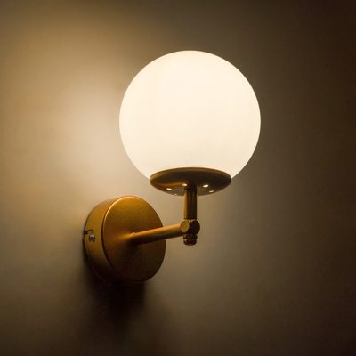 GLOBOSTAR® DALPH 203-0029 Vintage Φωτιστικό Τοίχου - Απλίκα με Ντουί 1 x E27 AC 220-240V IP20 - Χρυσό & Λευκό - M18 x Π15 x Υ23cm