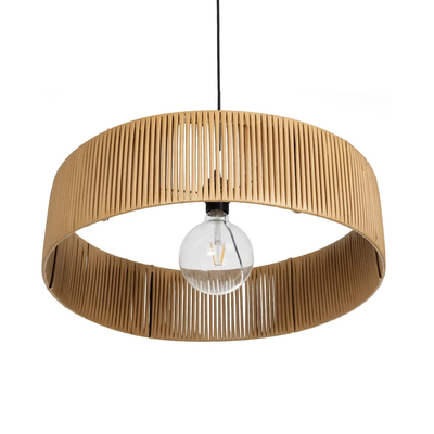 GLOBOSTAR® KYCLOS 203-0044 Boho Κρεμαστό Φωτιστικό Οροφής με Ντουί 1 x E27 AC 220-240V IP20 - Μπεζ - M55 x Π55 x Υ20cm