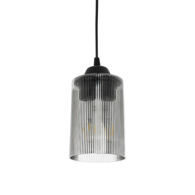 GLOBOSTAR® TORUS 203-0063 Μοντέρνο Κρεμαστό Φωτιστικό Οροφής με Ντουί 1 x E27 AC 220-240V IP20 - Μαύρο & Μαύρο Φιμέ - Μ10.5 x Π10.5 x Υ18.5cm