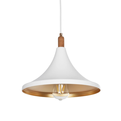 GLOBOSTAR® BELFRY 203-0076 Μοντέρνο Κρεμαστό Φωτιστικό Οροφής με Ντουί 1 x E27 AC 220-240V IP20 - Λεύκο & Χρυσό - Μ29.5 x Π29.5 x Υ22cm