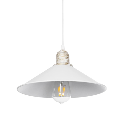 GLOBOSTAR® FERRO 203-0083 Μοντέρνο Κρεμαστό Φωτιστικό Οροφής με Ντουί 1 x E27 AC 220-240V IP20 - Λευκό & Χρυσό - Μ30 x Π30 x Υ15cm