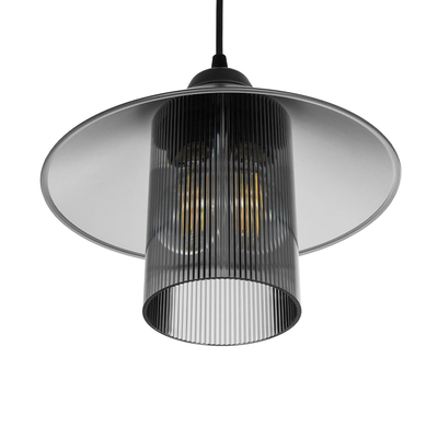 GLOBOSTAR® PROMO 203-0089 Μοντέρνο Κρεμαστό Φωτιστικό Οροφής με Ντουί 1 x E27 AC 220-240V IP20 - Μαύρο & Μαύρο Φιμέ - Μ25.5 x Π25.5 x Υ20cm