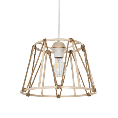 GLOBOSTAR® JUTE 203-0092 Μοντέρνο Κρεμαστό Φωτιστικό Οροφής με Ντουί 1 x E27 AC 220-240V IP20 - Μπεζ - Μ30 x Π30 x Υ23cm