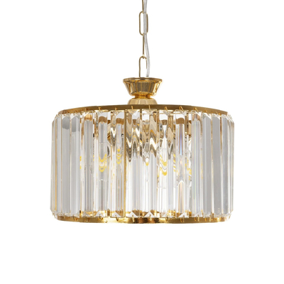 GLOBOSTAR® GLAMOROUS 203-0094 Κλασικό Κρεμαστό Φωτιστικό Οροφής με Ντουί 3 x E27 AC 220-240V IP20 - Χρυσό & Διάφανο - Μ28 x Π28 x Υ21.5cm