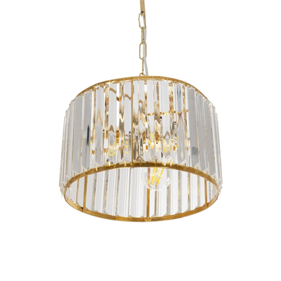 GLOBOSTAR® GLAMOROUS 203-0094 Κλασικό Κρεμαστό Φωτιστικό Οροφής με Ντουί 3 x E27 AC 220-240V IP20 - Χρυσό & Διάφανο - Μ28 x Π28 x Υ21.5cm