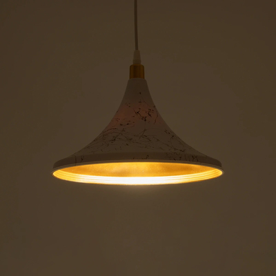 GLOBOSTAR® MARBLE 203-0098 Μοντέρνο Κρεμαστό Φωτιστικό Οροφής με Ντουί 1 x E27 AC 220-240V IP20 - Λεύκο & Χρυσό - Μ30 x Π30 x Υ20cm