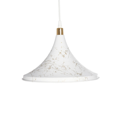 GLOBOSTAR® MARBLE 203-0098 Μοντέρνο Κρεμαστό Φωτιστικό Οροφής με Ντουί 1 x E27 AC 220-240V IP20 - Λεύκο & Χρυσό - Μ30 x Π30 x Υ20cm