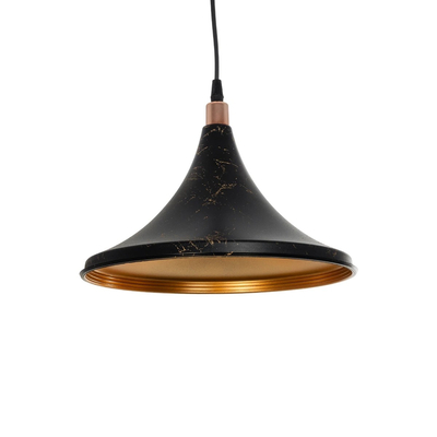 GLOBOSTAR® MARBLE 203-0099 Μοντέρνο Κρεμαστό Φωτιστικό Οροφής με Ντουί 1 x E27 AC 220-240V IP20 - Μαύρο & Χρυσό - Μ30 x Π30 x Υ20cm