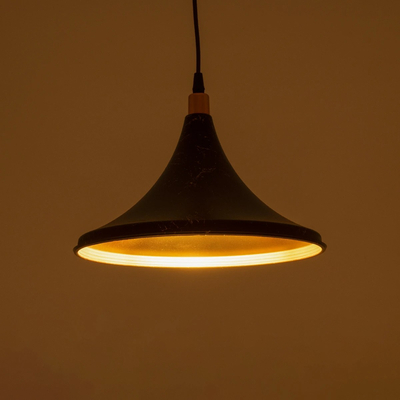 GLOBOSTAR® MARBLE 203-0099 Μοντέρνο Κρεμαστό Φωτιστικό Οροφής με Ντουί 1 x E27 AC 220-240V IP20 - Μαύρο & Χρυσό - Μ30 x Π30 x Υ20cm